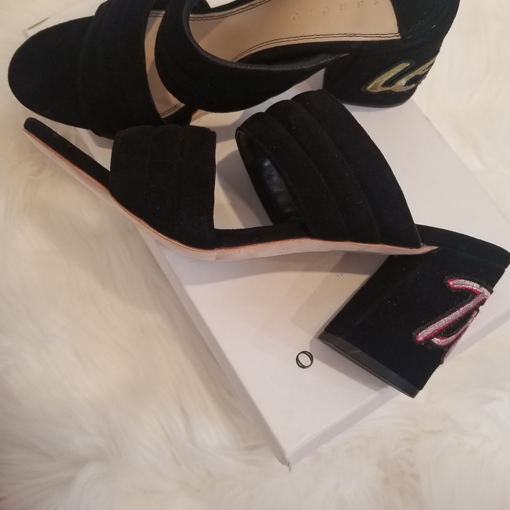 SANDRO ❤️ NIB TRUE LOVE VELVET CHUNKY HEELS SZ 9 - Picture 3 of 14